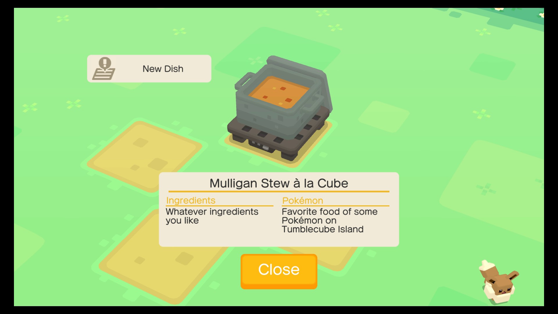Nồi nấu ăn Pokémon Quest hiển thị thời gian chờ hoàn thành công thức