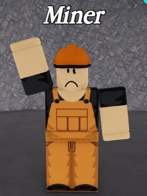 NPC Miner đứng trong hang động tại khu vực Vùng Nước Sâu Go Fishing