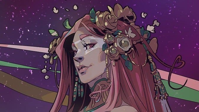 Nữ thần Aphrodite trong Hades 2 với tạo hình quyến rũ