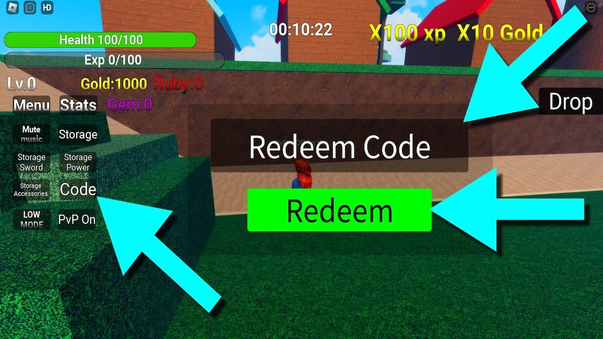 Ô nhập code Rung Sea sau khi chọn mục Code từ Menu