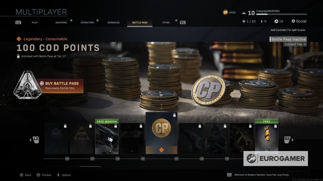 Phần thưởng COD Points miễn phí và trả phí trong hệ thống Battle Pass Modern Warfare