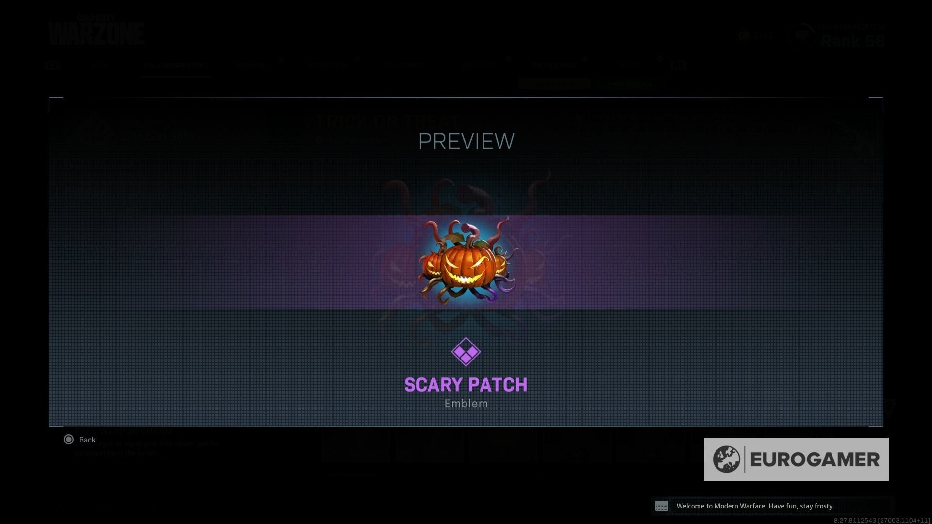 Phần thưởng Scary Patch Emblem tại Lumberyard - Warzone Trick or Treat