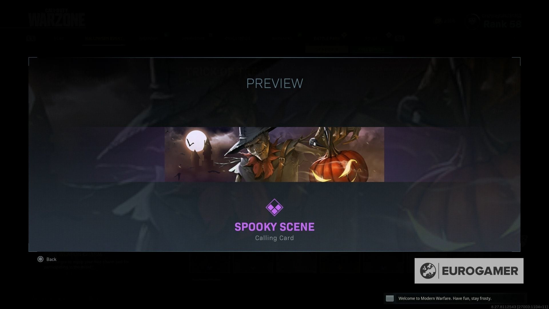 Phần thưởng Spooky Scene Calling Card tại Storage Town - Warzone Trick or Treat
