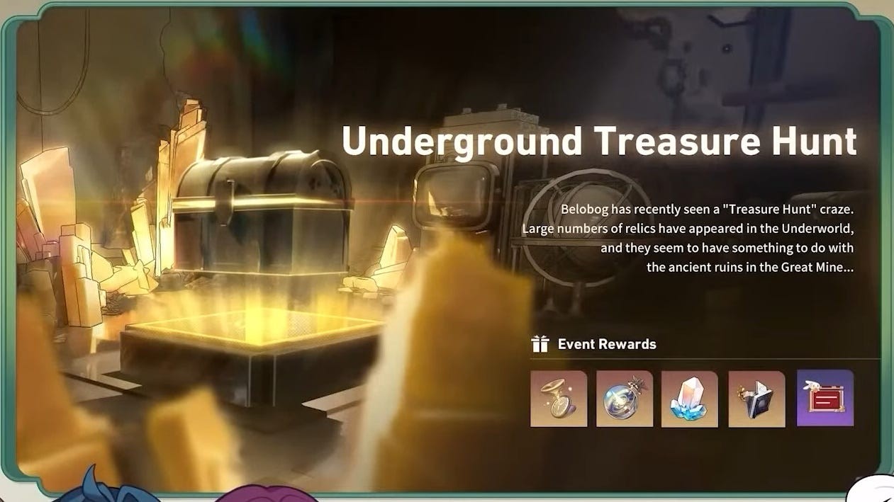Phần thưởng sự kiện Underground Treasure Hunt HSR 1.2 gồm Hộp thoại Thỏ Đâu Rồi và Nhựa Tự Tạo Hình