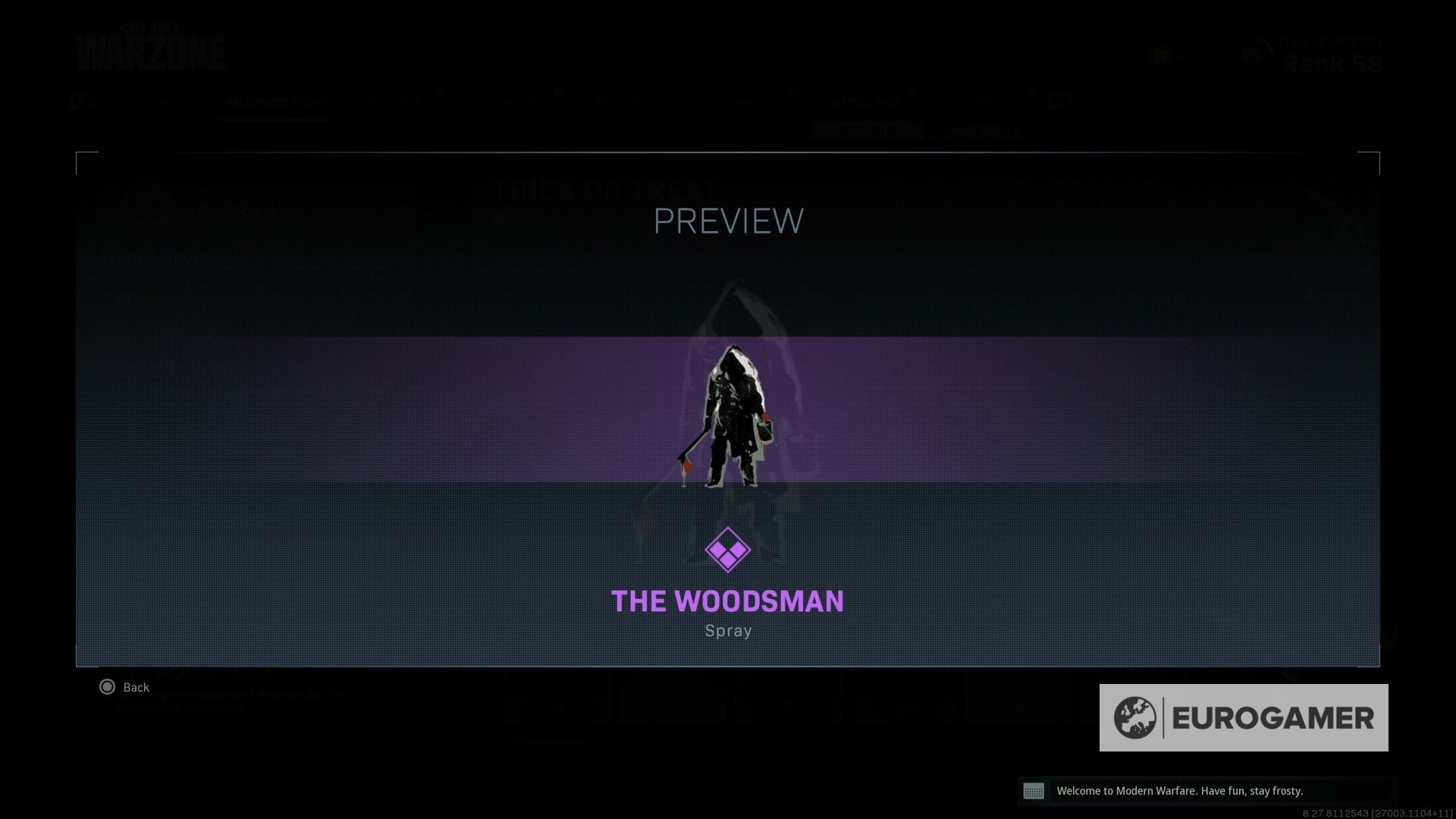 Phần thưởng The Woodsman Spray trên Train - Warzone Trick or Treat