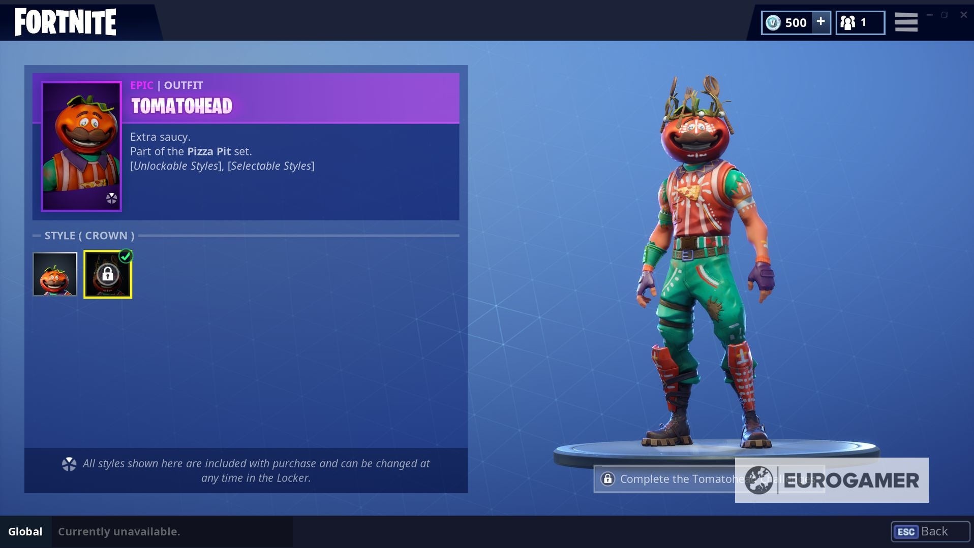 Phong cách Crown của trang phục Tomatohead Fortnite sau khi hoàn thành thử thách