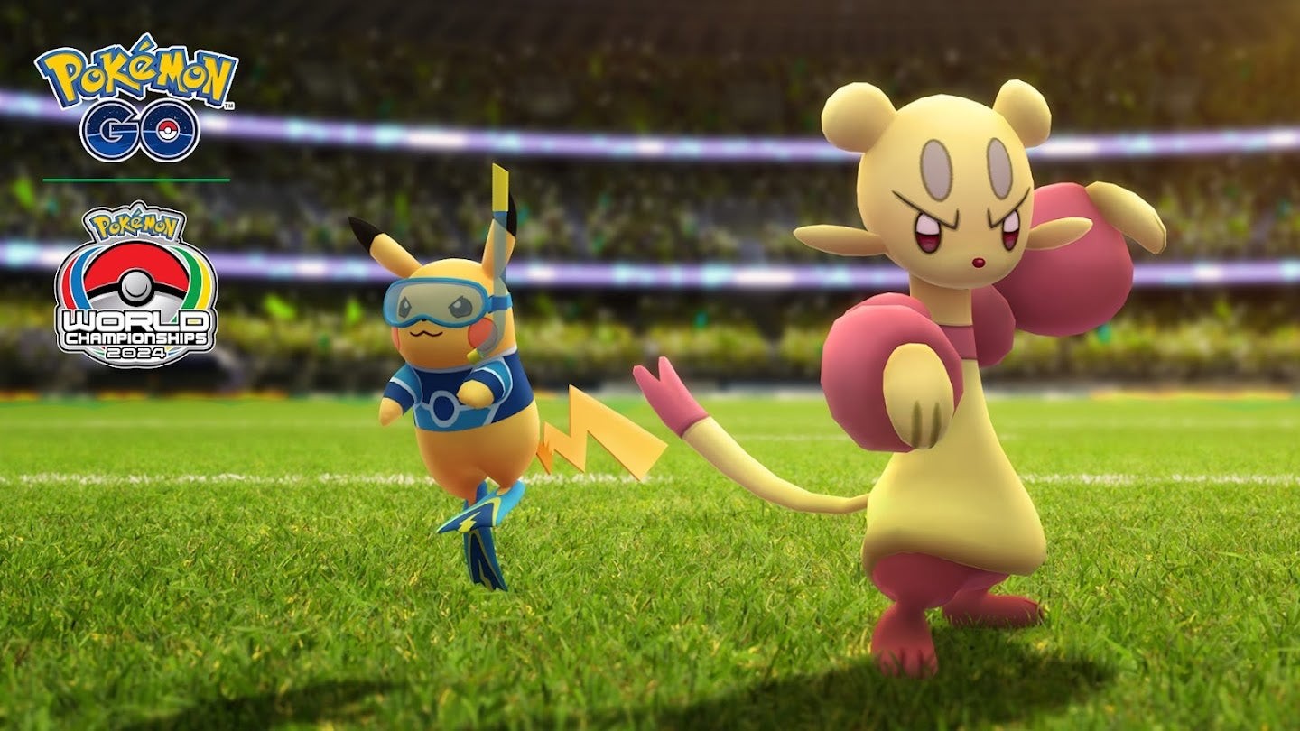 Pikachu mặc trang phục lặn World Championships 2024 trong Pokémon Go