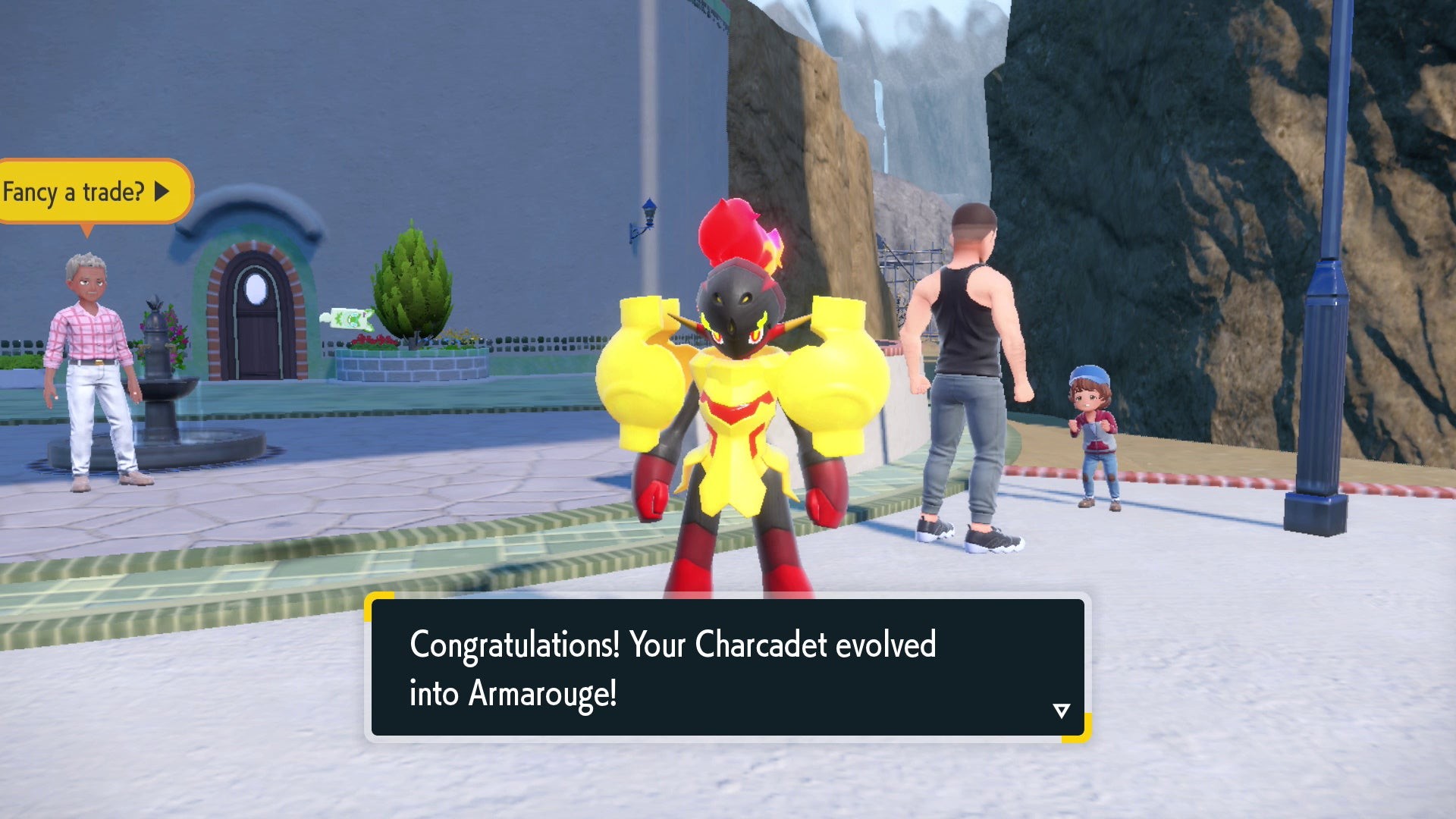Pokémon Armarouge sau khi tiến hóa thành công từ Charcadet trong Pokémon Scarlet