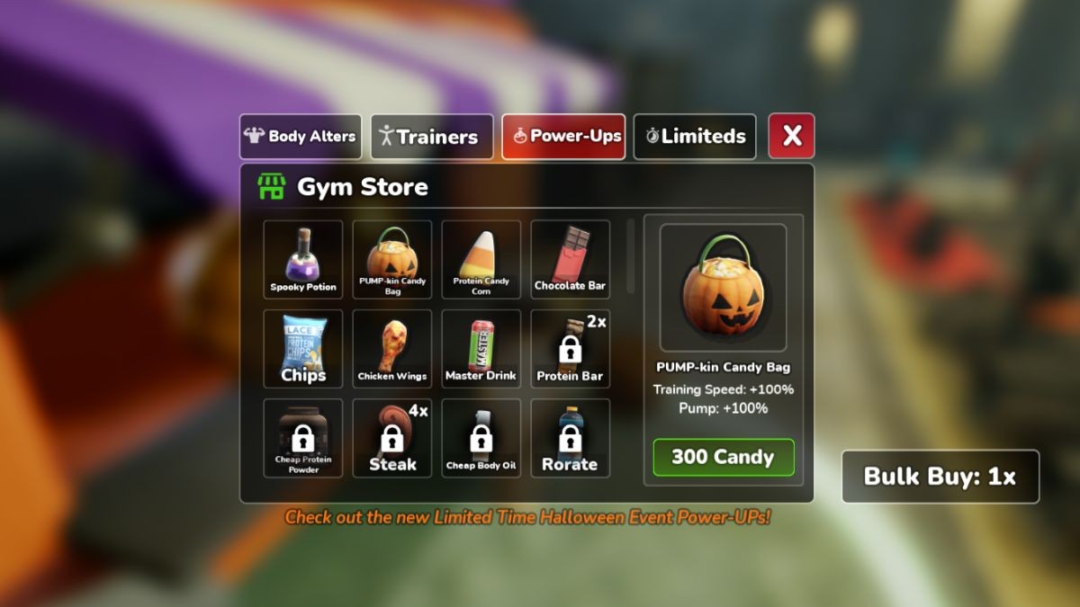 Power-Up PUMP-kin Candy Bag sự kiện Halloween Gym League