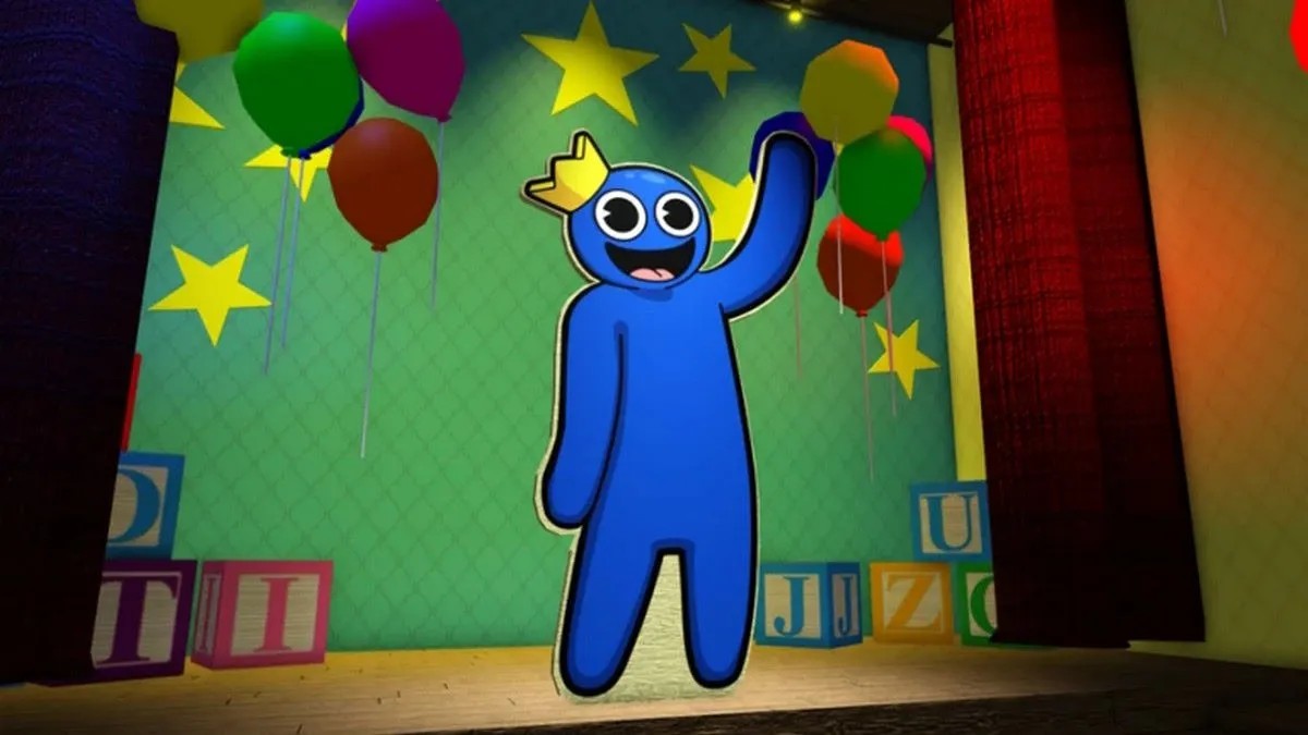 Quái vật màu xanh trong Roblox Rainbow Friends