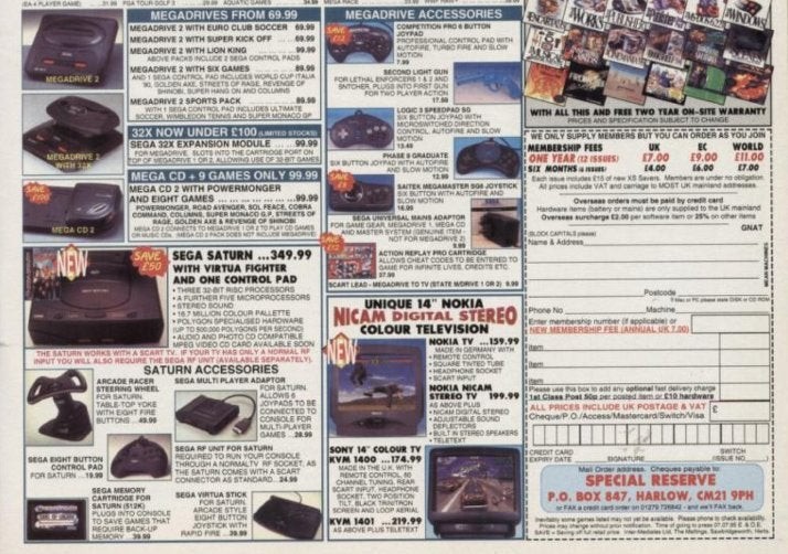 Quảng cáo Special Reserve trong tạp chí Mean Machines SEGA năm 1995