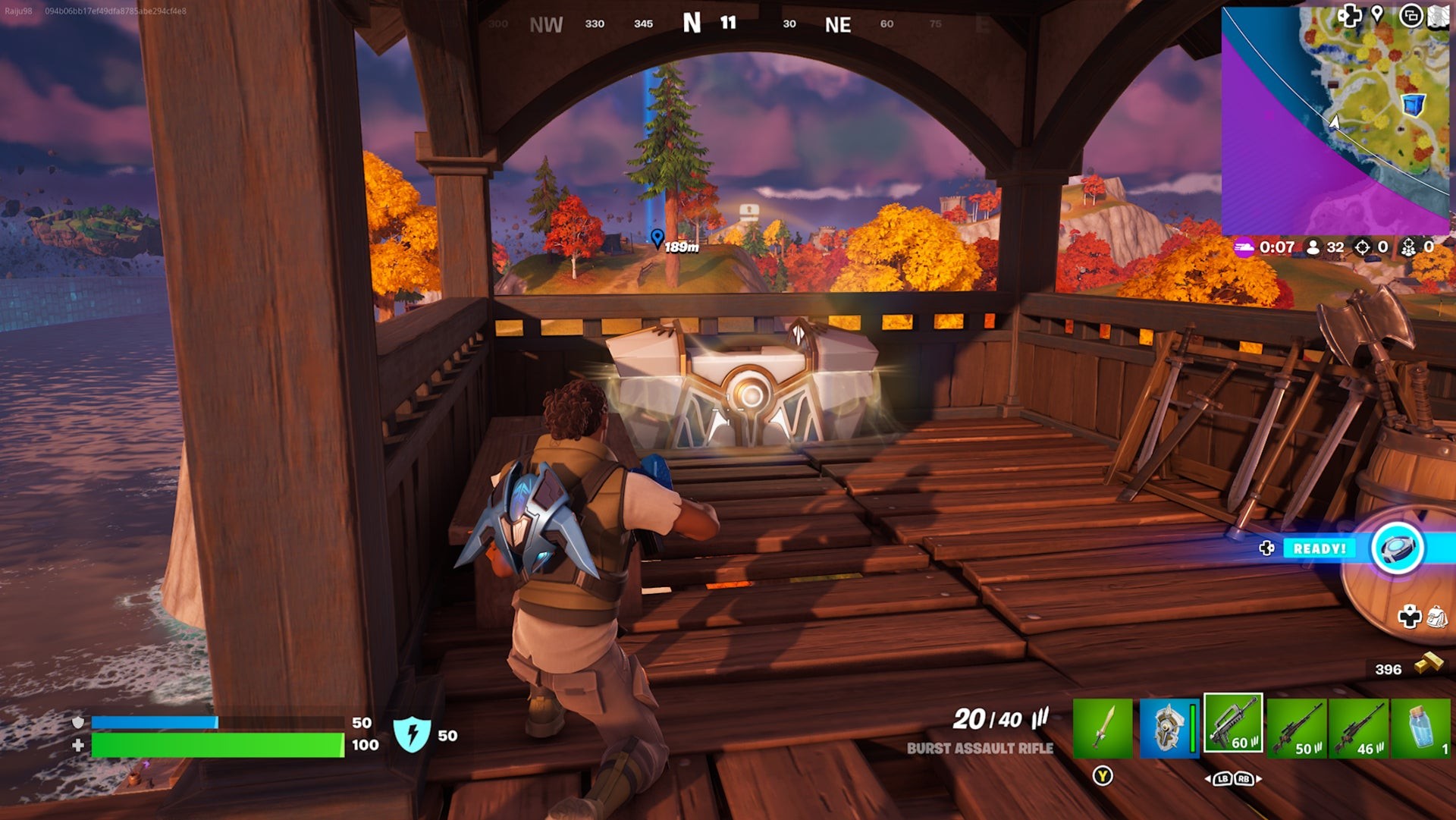 Rương Oathbound Fortnite số năm tại Shattered Slabs trên đỉnh Tháp Canh ven biển