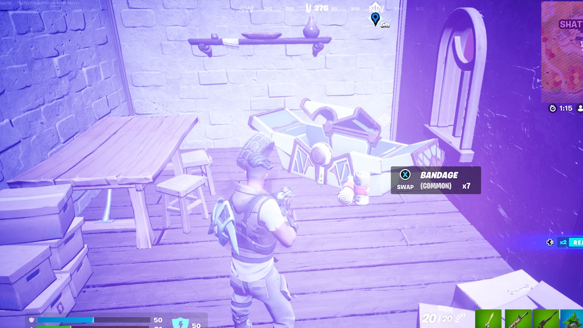 Rương Oathbound Fortnite số tám tại Shattered Slabs trong tòa nhà nhỏ phía nam
