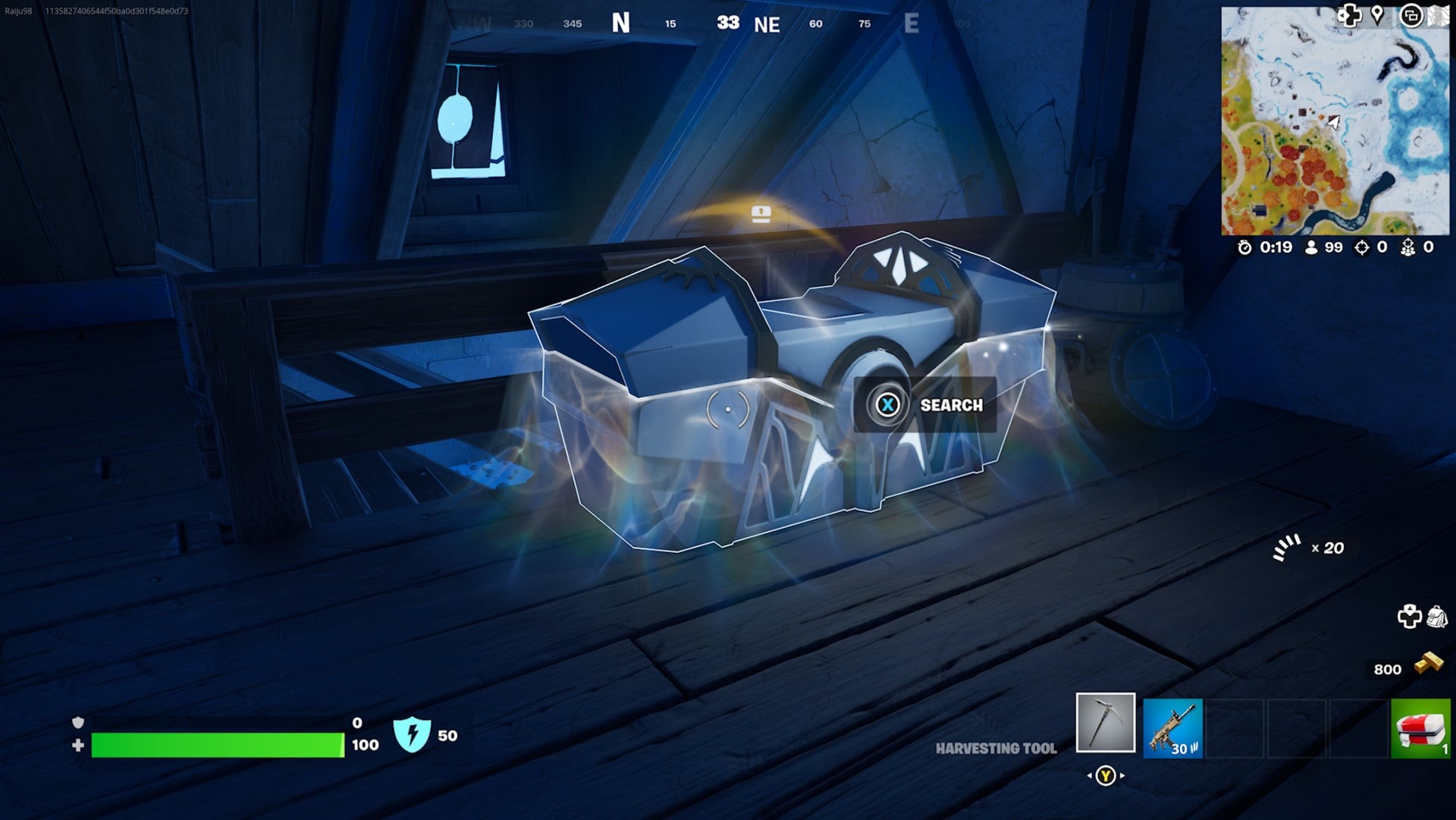 Rương Oathbound Fortnite thứ ba tại Brutal Bastion trên tầng áp mái của tòa nhà