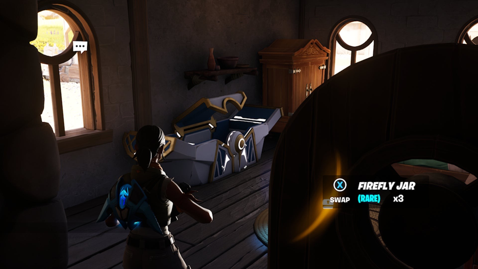 Rương Oathbound Fortnite thứ bảy tại Shattered Slabs trong tòa nhà phía bắc