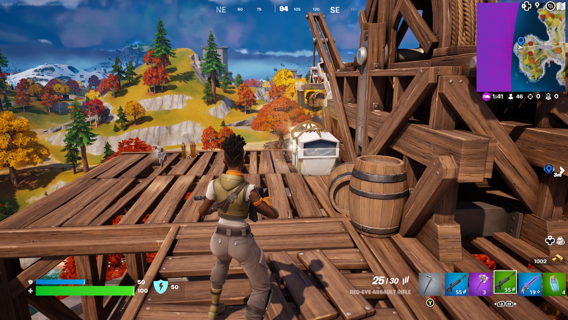 Rương Oathbound Fortnite thứ bảy tại The Citadel trên đỉnh giàn giáo phía tây