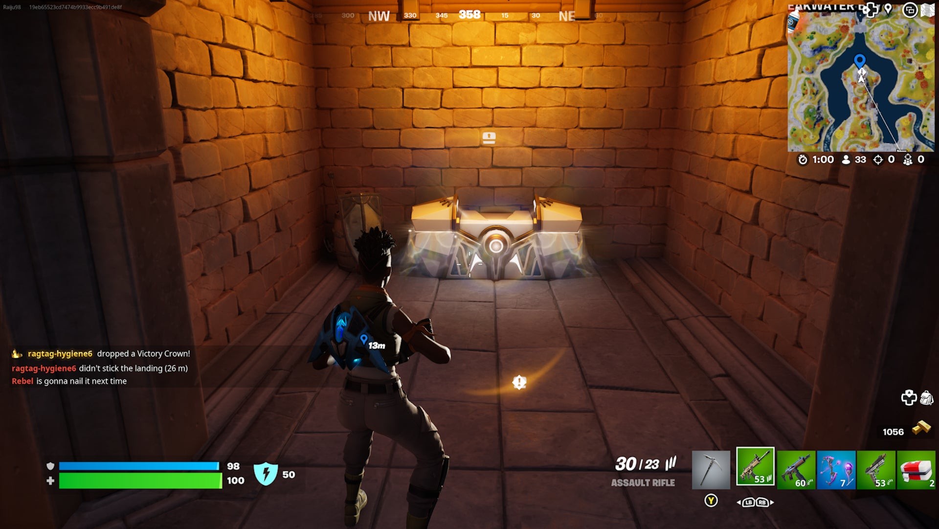 Rương Oathbound Fortnite thứ chín tại The Citadel trong tầng hầm Tháp Đá phía bắc