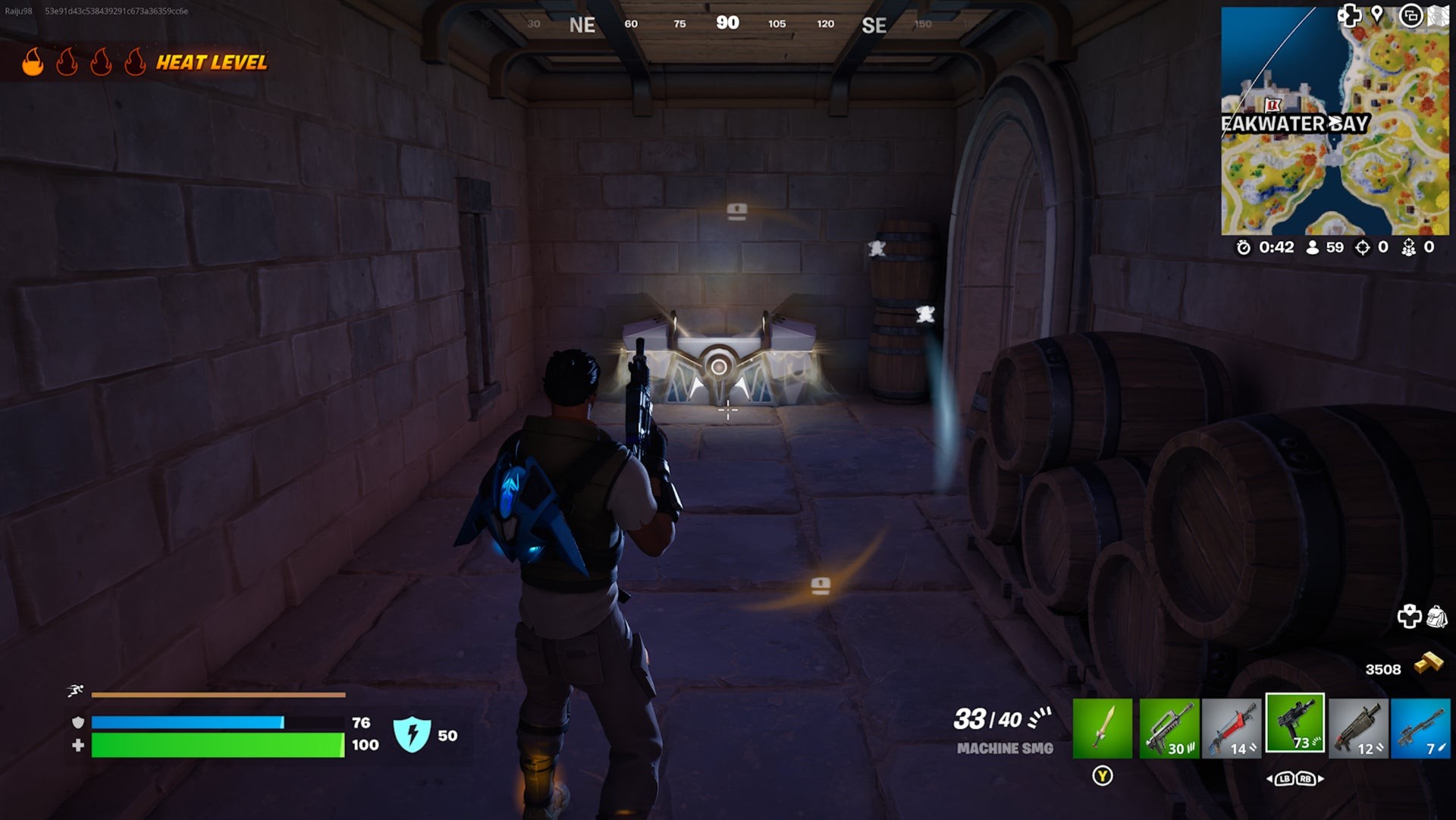 Rương Oathbound Fortnite thứ năm tại Breakwater Bay ẩn dưới gầm cầu đá