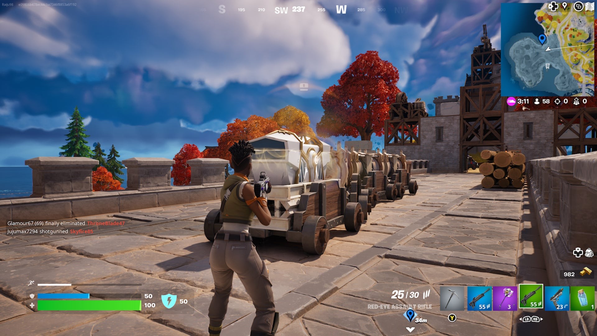 Rương Oathbound Fortnite thứ sáu tại The Citadel trên xe kéo gần cầu