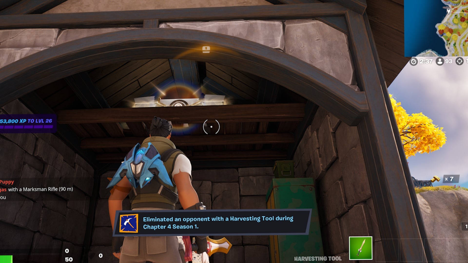 Rương Oathbound Fortnite thứ tám tại The Citadel trên gờ tường trong lều ở bến tàu