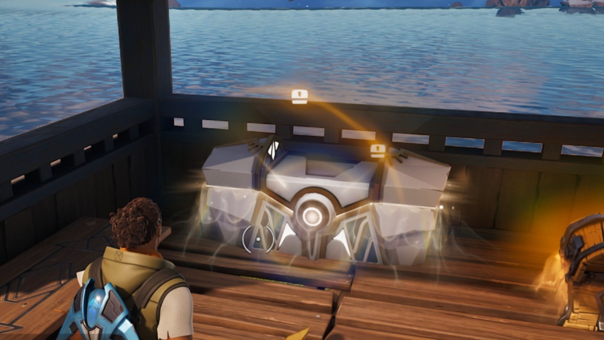 Rương Oathbound thứ ba Fortnite tại Faulty Splits trên đỉnh Tháp Canh gỗ