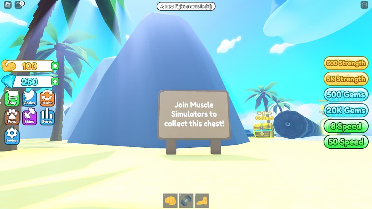 Rương quà miễn phí dành cho thành viên group trong Get Muscles Simulator