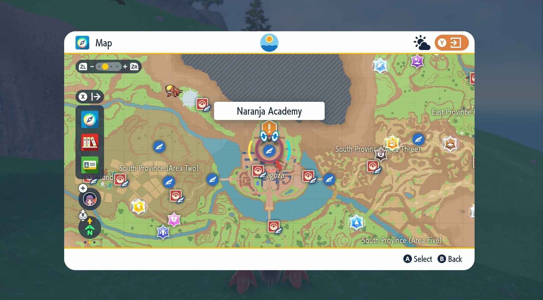 Sảnh chính Học viện Naranja Uva trong Pokémon Scarlet Violet nơi gặp Briar để bắt đầu DLC The Teal Mask