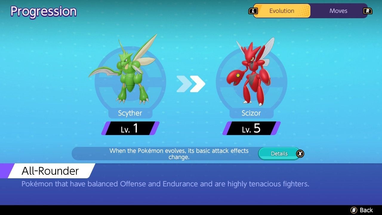 Scyther tiến hóa thành Scizor trong Pokémon Unite