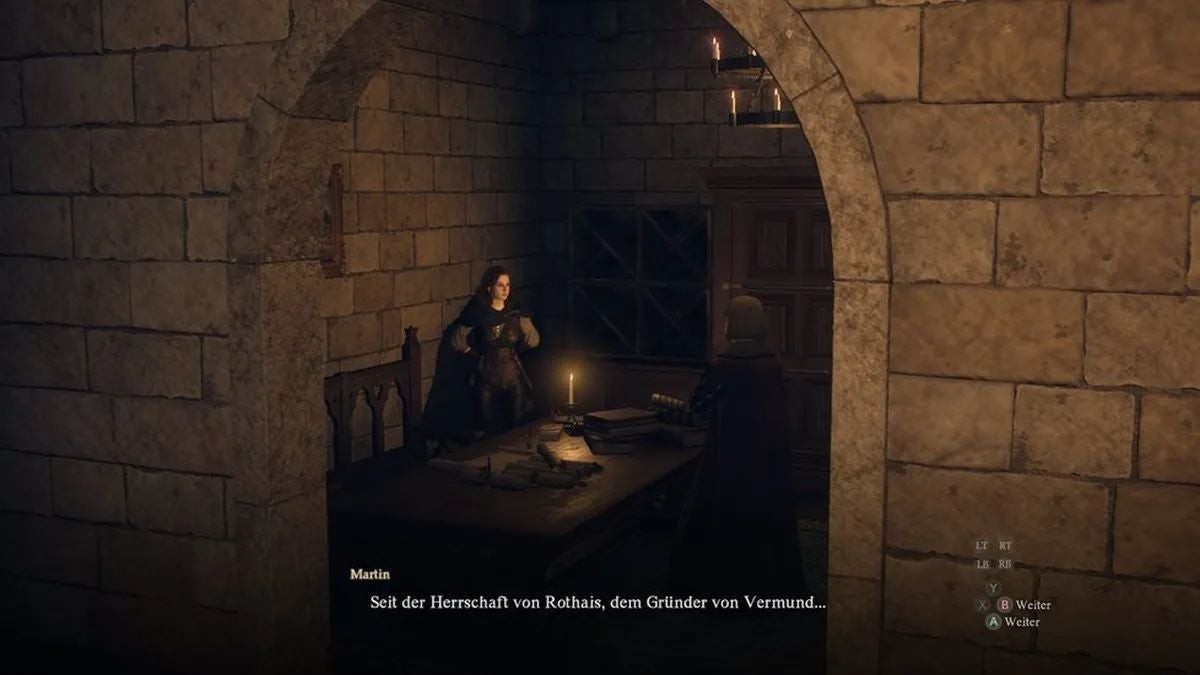 Ser Martin đối chất với Ulrika tại làng Melve trong Dragon's Dogma 2