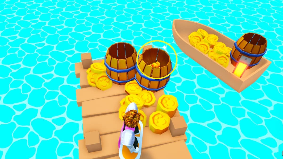 Shiny Relic thứ 11 bên trong thùng gỗ giữa gần lối đi cảng ở bãi biển PETS GO