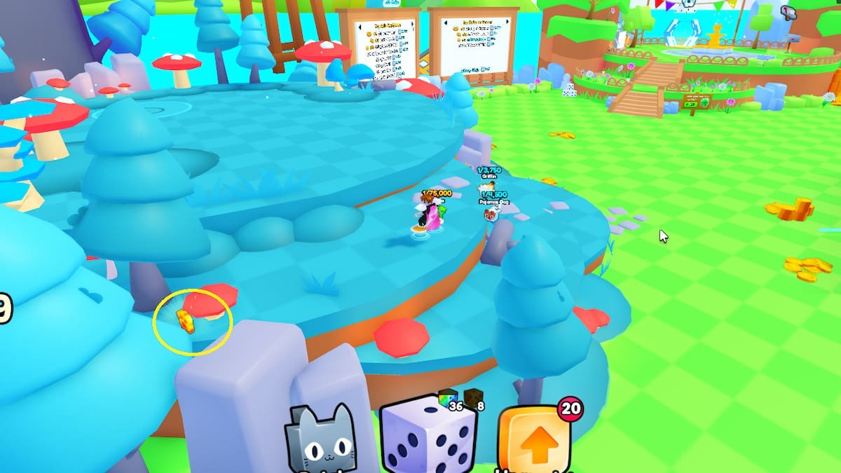 Shiny Relic thứ bảy ẩn sau cây nấm nhỏ trên nền tảng thứ hai khu vực màu ngọc lam PETS GO
