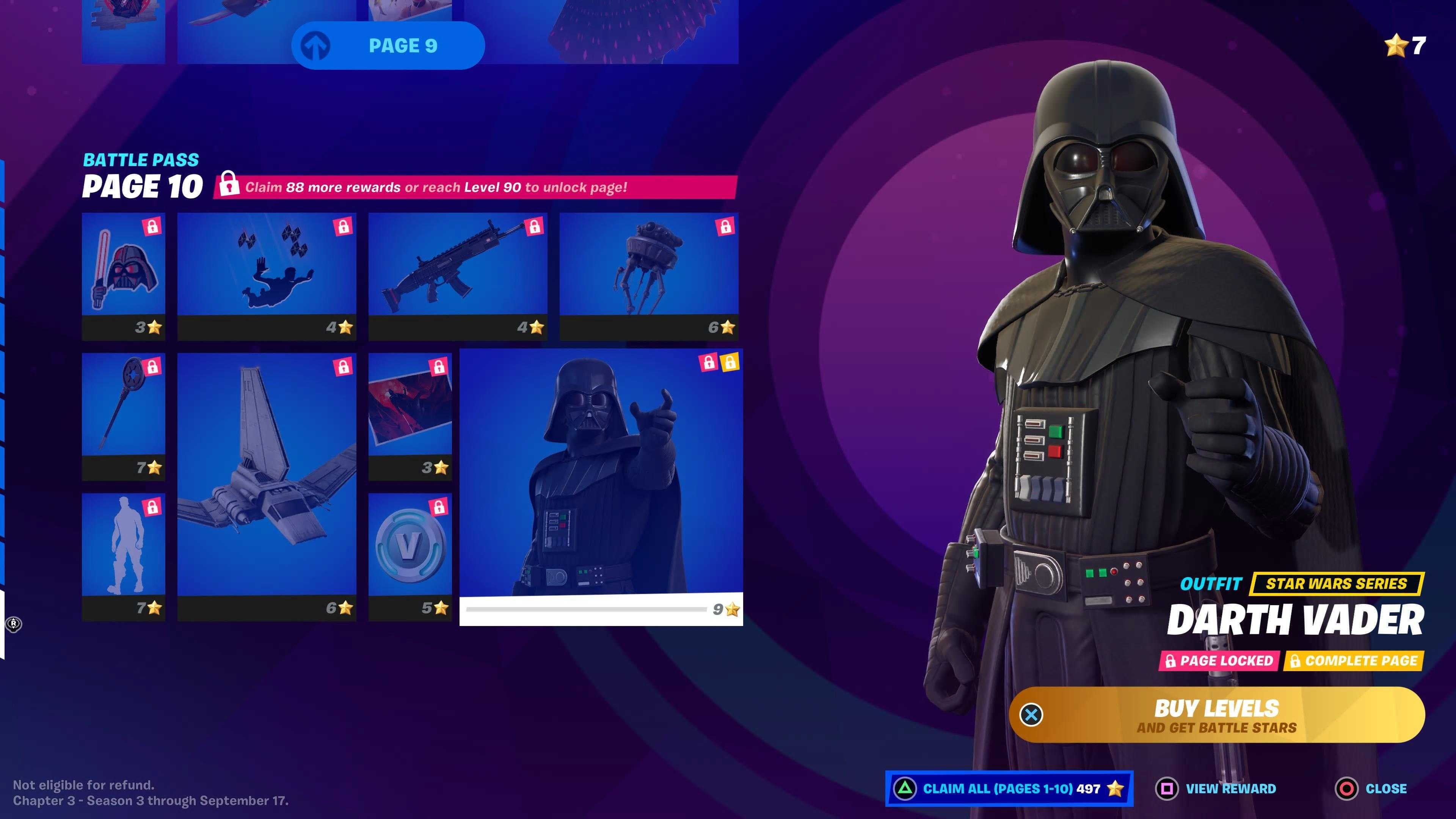 Skin Darth Vader trùm cuối Battle Pass Fortnite C3S3