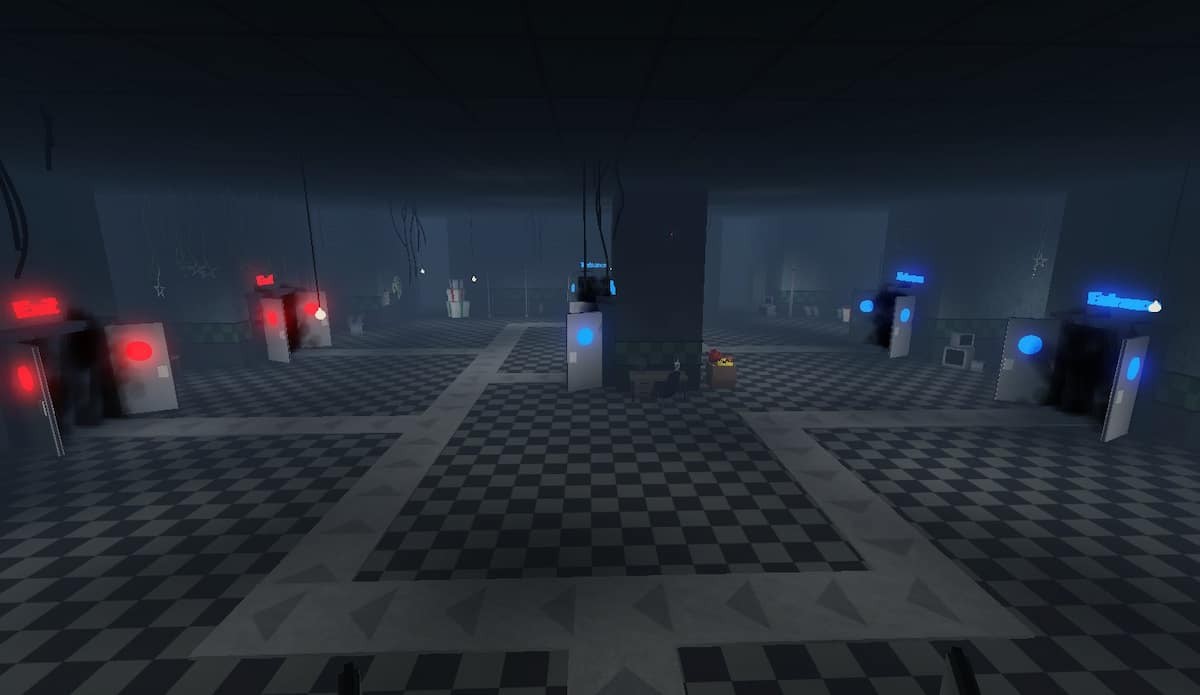 Sơ đồ màn chơi mới trong Five Nights TD Update 3 với nhiều lối vào và hai lối ra