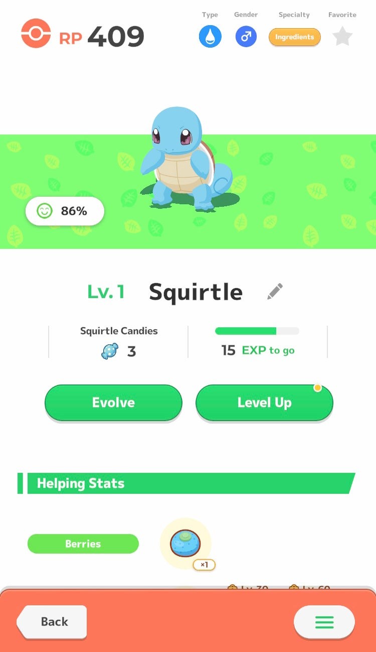 Sử dụng Kẹo và Mảnh Vỡ Giấc Mơ để tăng cấp Pokémon trong Pokémon Sleep