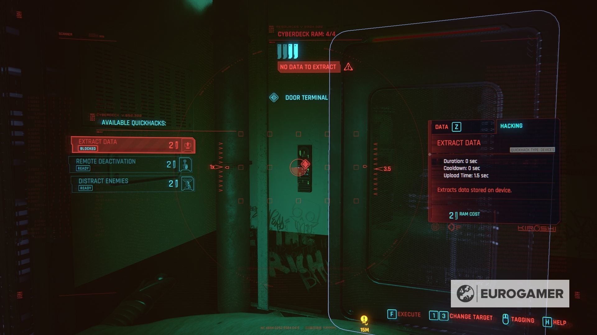 Sử dụng máy quét để tìm bảng điều khiển cửa phòng giam Brick Cyberpunk 2077