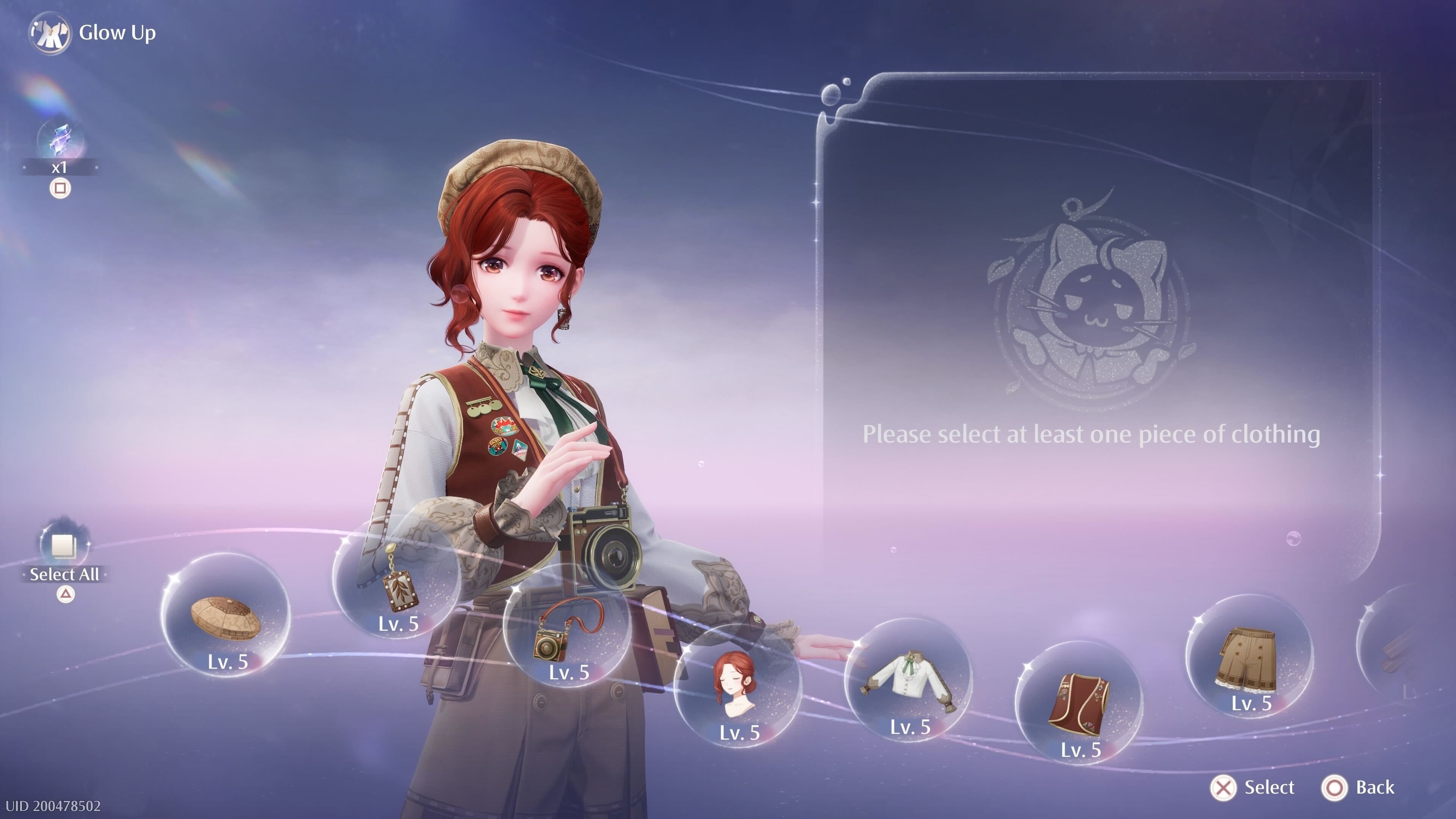 Sử dụng tính năng Glow Up để nâng cấp trang phục trong Infinity Nikki