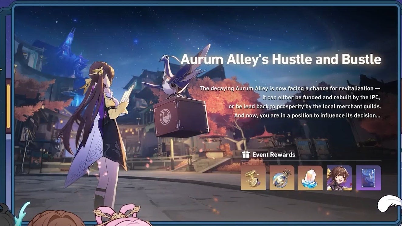 Sushang trong Aurum Alley với hình ảnh phần thưởng Hustle and Bustle ở bên phải.