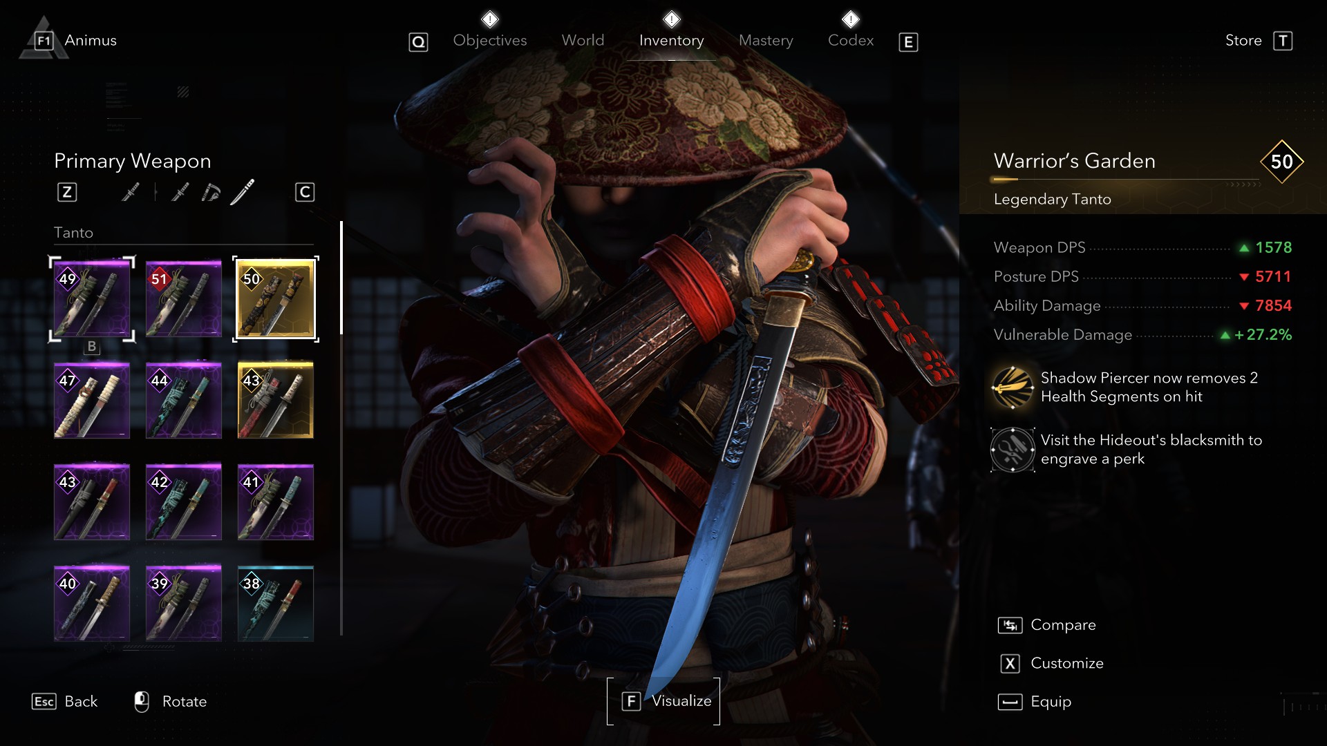 Tanto Warrior's Garden tăng cường khả năng Shadow Piercer