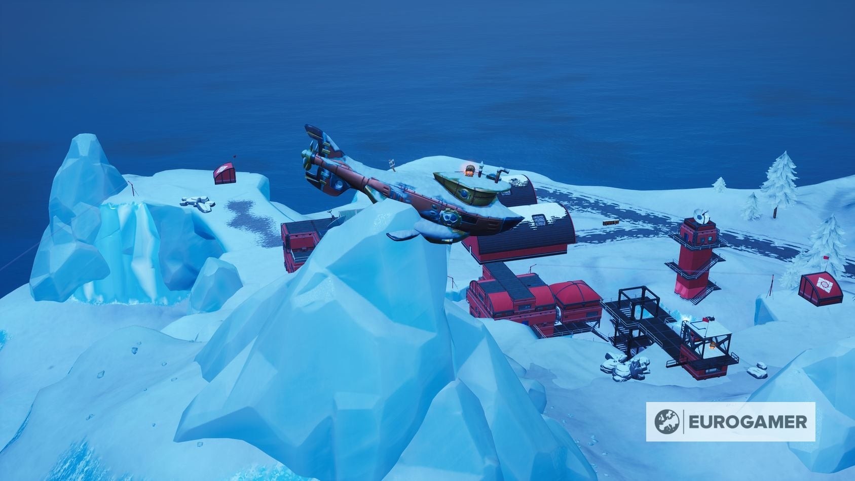 Tàu ngầm trên sông băng trong Fortnite