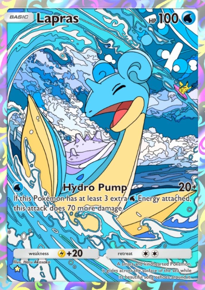 Thẻ bài Lapras Full Art One Gold Star từ gói Charizard Genetic Apex