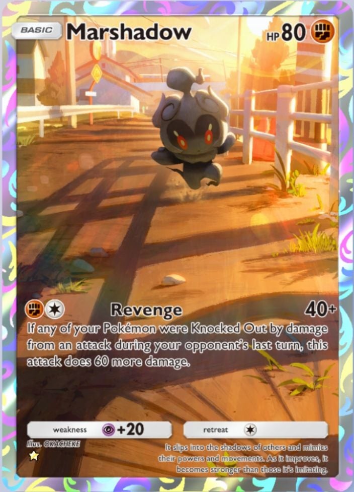 Thẻ bài Marshadow Full Art One Gold Star từ bộ Mythical Island