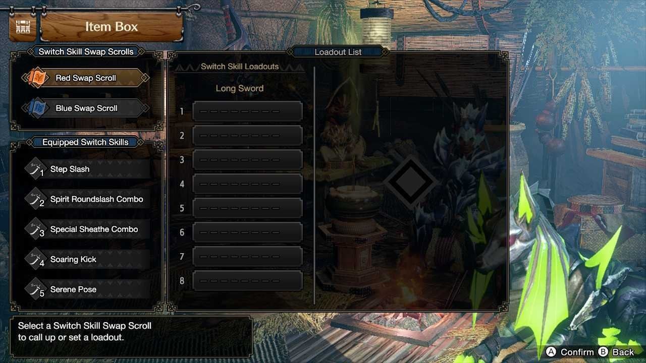 Thiết lập bộ kỹ năng Red Scroll và Blue Scroll cho Switch Skill Swap trong MHR Sunbreak