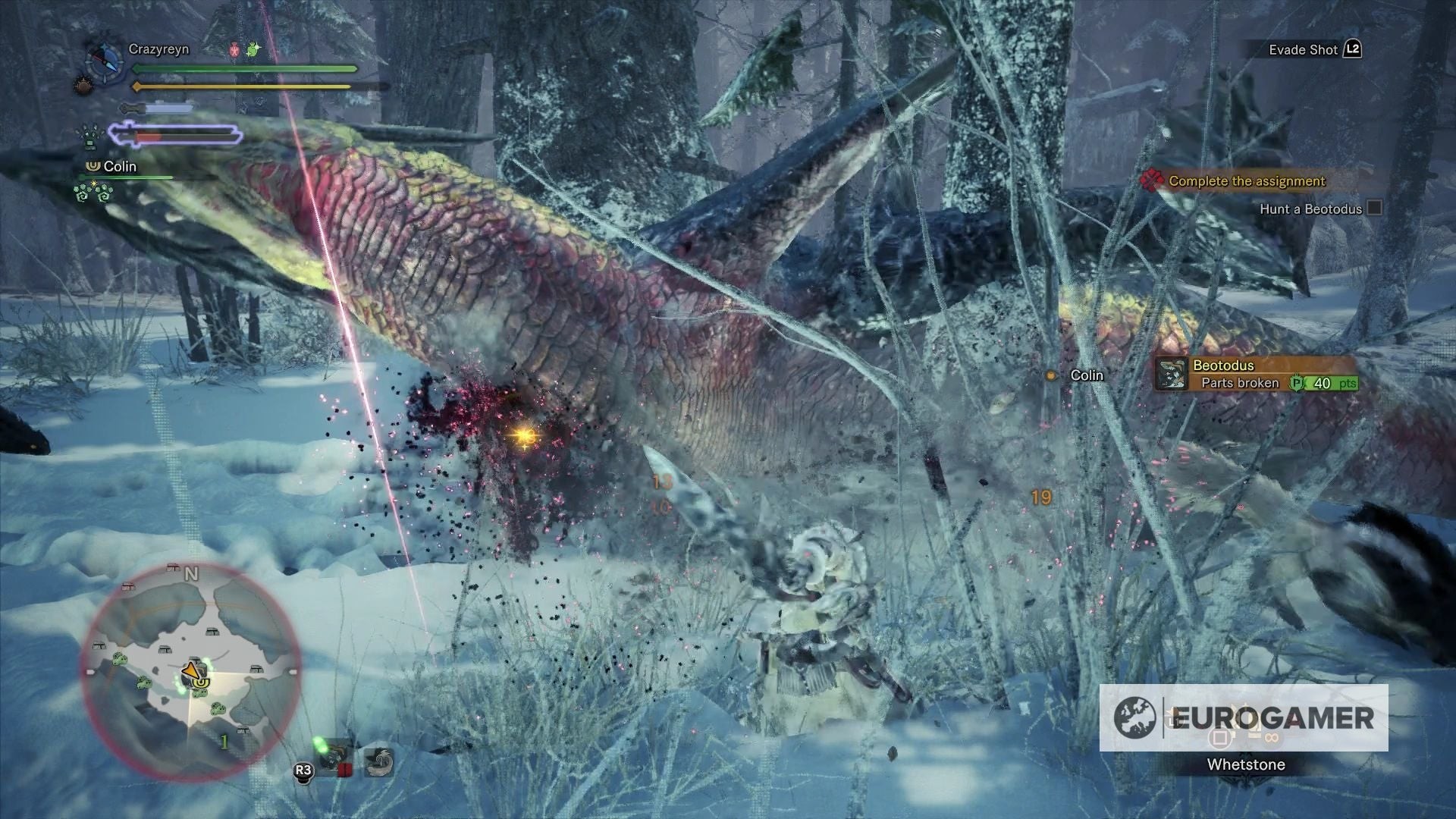 Thợ săn sử dụng Clutch Claw bám vào Beotodus để tấn công liên tục.