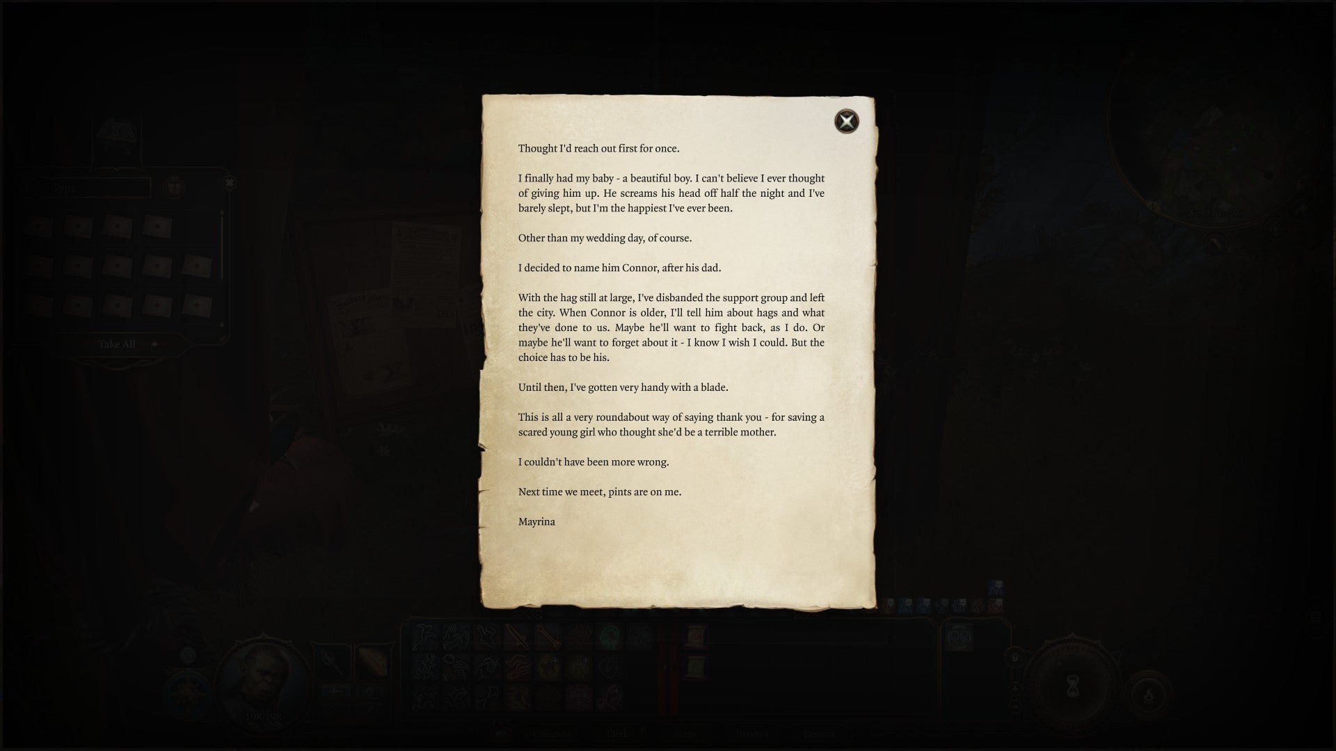 Thư từ Mayrina trong Baldur's Gate 3