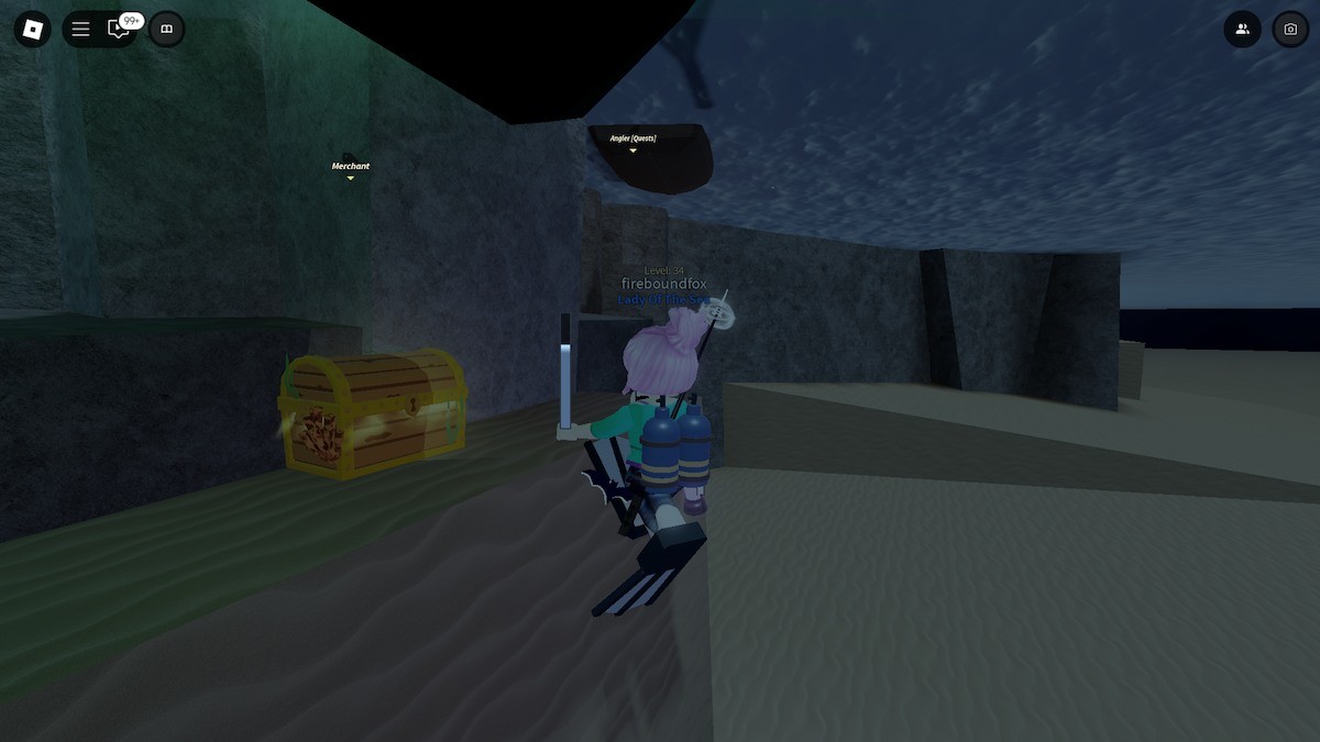 Tìm kiếm rương báu trong game Roblox Fisch