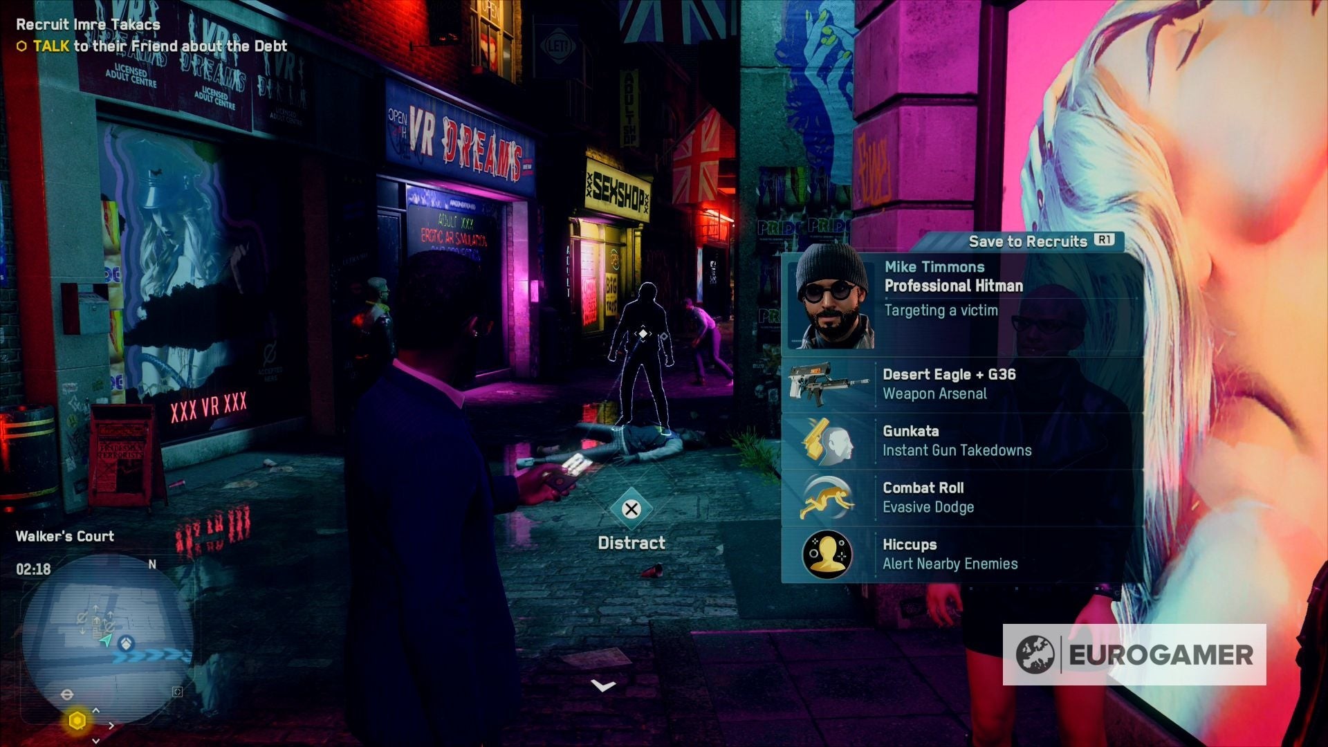 Tìm thấy Sát Thủ trong con hẻm gần ga Brewer Street vào ban đêm trong Watch Dogs Legion