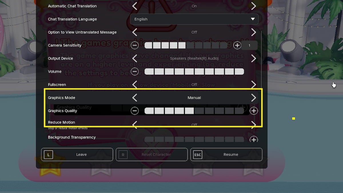 Tinh chỉnh cài đặt đồ họa của Roblox Player