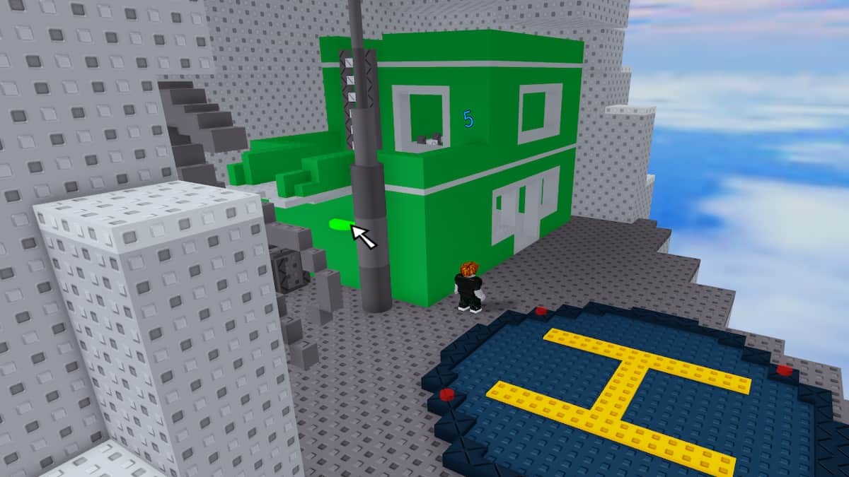 Tòa nhà dưới Hành tinh trắng nơi có số màu xanh dương trong Roblox Classic