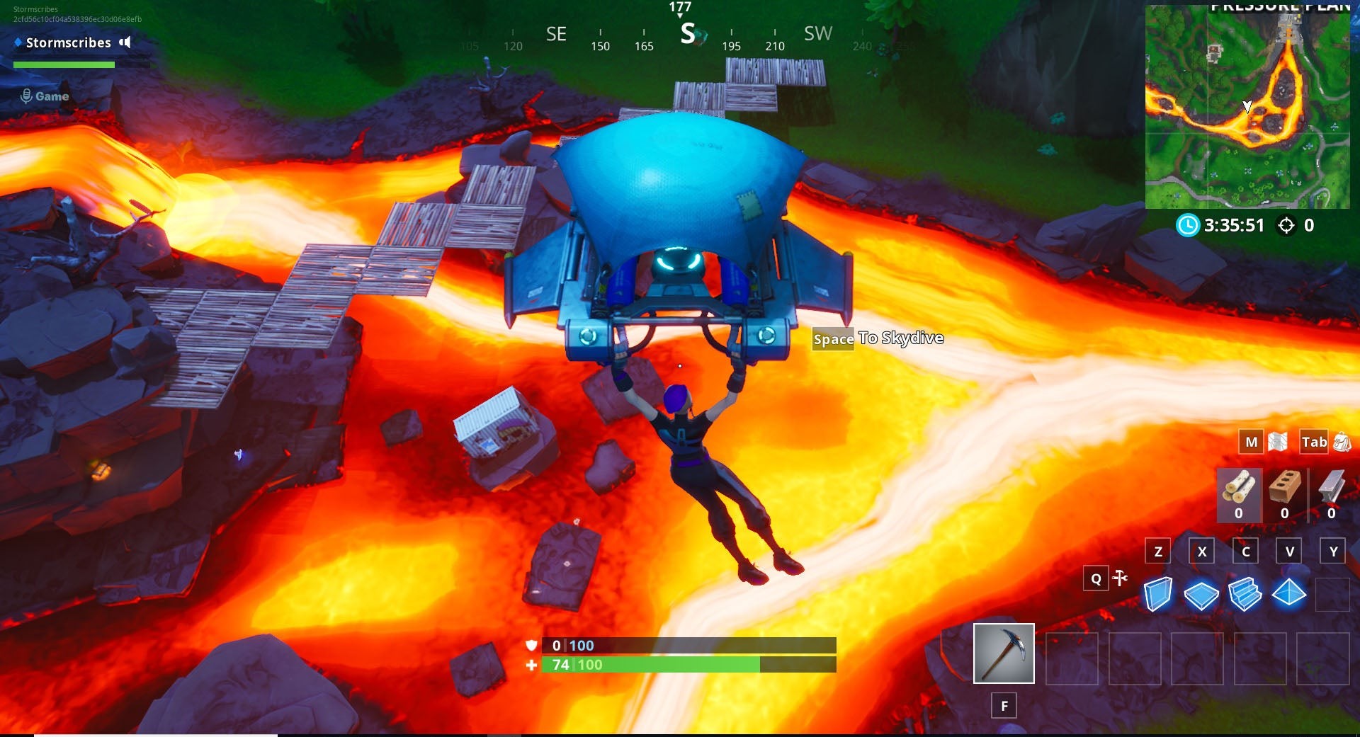 Toàn cảnh khu vực sông dung nham gần Pressure Plant Fortnite, vị trí container thứ hai
