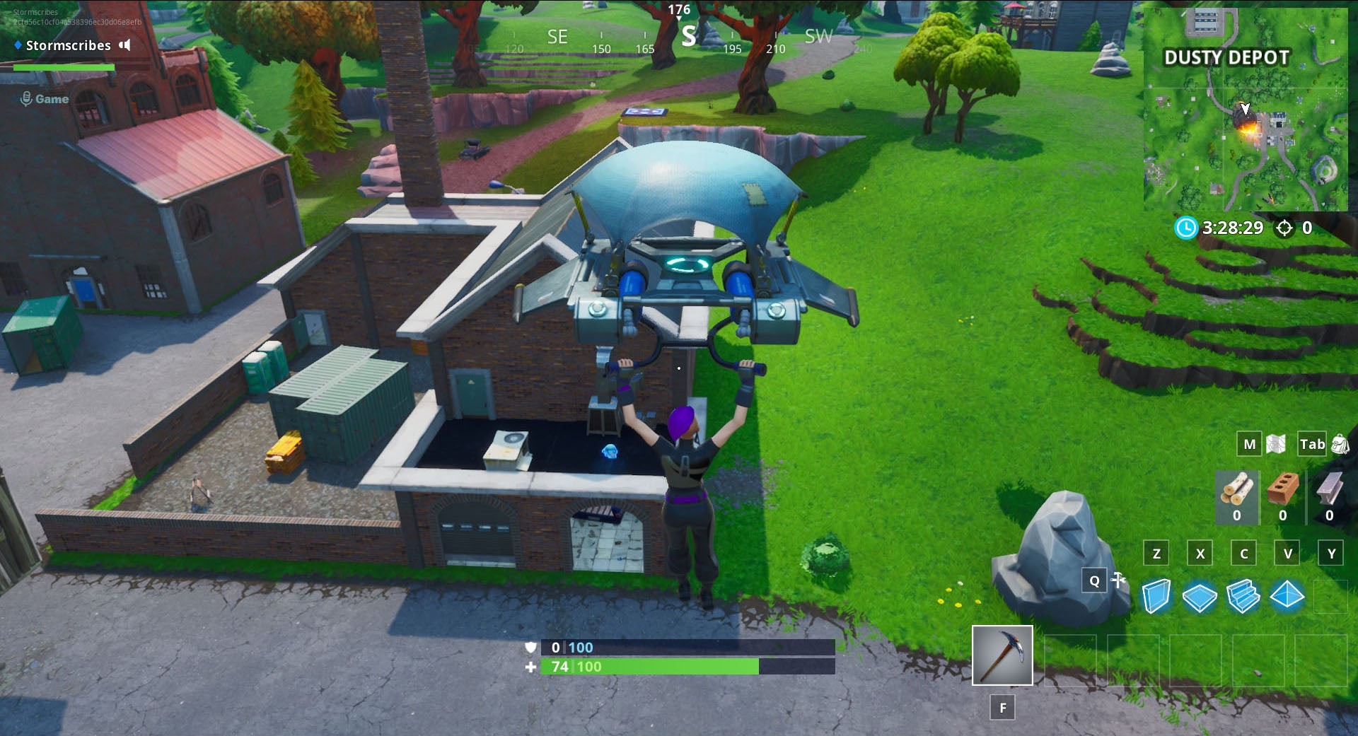Toàn cảnh tòa nhà gần Dusty Depot Fortnite, nơi chứa container thứ hai